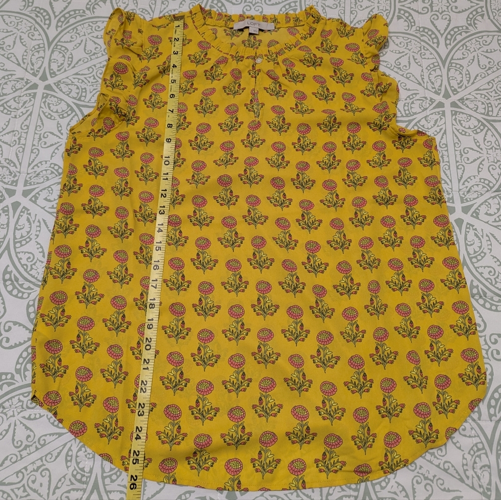 LOFT Peony Ruffle Split Neck Top, Large - Picture 10 of 12